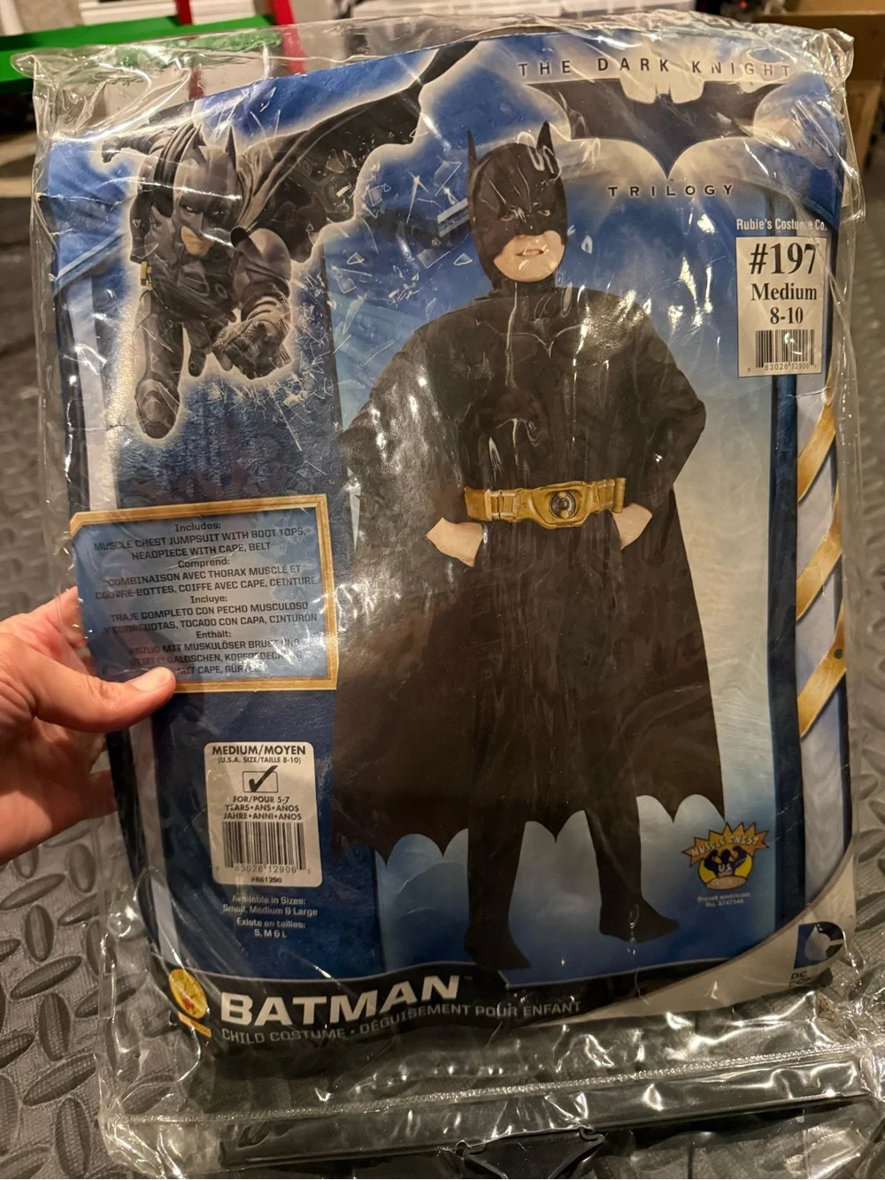 NEW Batman Dark Knight Costume Kids Boys M Utility Belt Mask Cape 5-7 Halloween